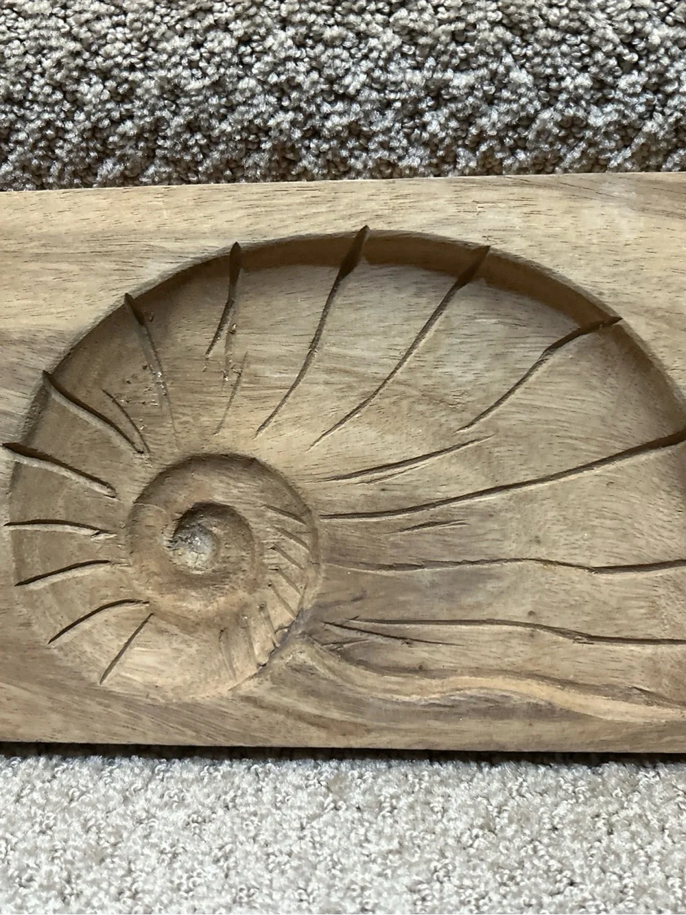 Pair 2 Japanese Kashigata Wood Carved Cake Mold Nautical Shells Sea Intricate